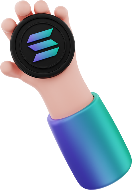 3d illustration, solana crypto coin holding